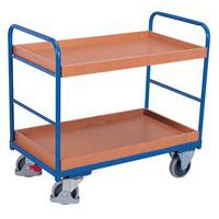 Carro ergonómico con 2 bandejas de madera - Barras verticales- Capacidad 250 kg
