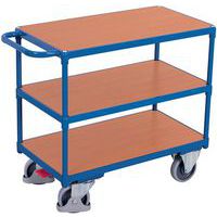 Carro ergonómico con 3 bandejas de madera - Barra horizontal - Capacidad 400 kg